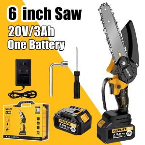 Metal Mart KEELAT 12106 inch Cordless Chainsaw Electric Single Hand Saw Woodworking Wireless Logging Saw Rechargeable Chain Saw