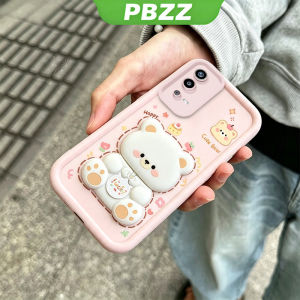 Feadship Case for OPPO A55 4g phone casing Softcase Silicone shockproof Cover new design aesthetic with holder 360 ° rotate cute pink Bear for grils JTXX1