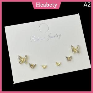 Heabety Bộ 6 chiếc khuyên tai nụ pha lê đơn giản dành cho nữ khuyên tai đá zircon hình bướm phụ kiện trang sức dự tiệc đám cưới đính hôn cho nữ