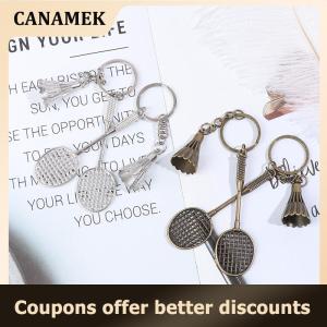 【 CANAMEK 】 Metal Badminton Racket Keychain Mini Keychain For Car Sports key Ring Gifts