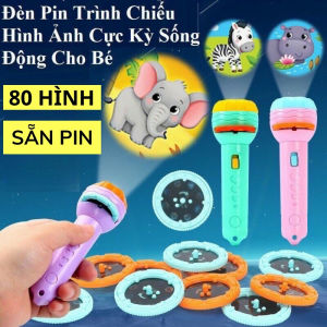 (Có sẵn pin) Đèn pin chiếu hình cho bé 80 hình sắc nét nhiều chủ đề cho bé thỏa thích khám phá phát triển trí tuệ
