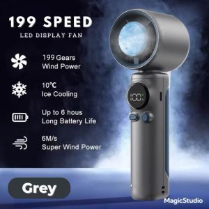 199-Speed LED Display Portable Handheld Fan with 10°C Ice Cooling and Long Battery Life