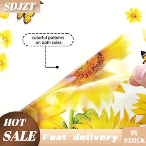 SDJZT Hoa Hướng Dương Thùng Rác Có Thể Dán Hoa Bánh Xe Thùng Rác Có Thể Dán Tự Dính Không Thấm Nước PVC Decals Cho Tường Phòng Tắm Trang Trí Nội Thất