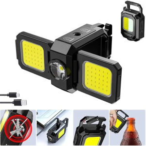Đèn pin đèn làm việc COB siêu IPX4 đèn lồng dẫn loại nhỏ có thể sạc lại đèn 90 ° Túi XPE móc khóa 90 ° có thể gập lại câu cá USB lanterna bên Đèn Cắm Trại Type-C sáng móc khóa xách tay để chống thấm ngoài trời