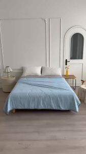 Thin Breathable Summer Ice Silk Quilted Quilt Solid Color Lightweight Cooling Blanket Machine Washable