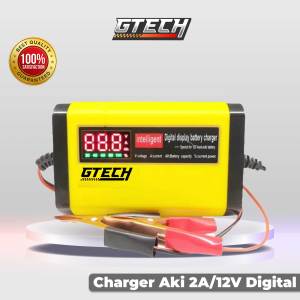 Charger Aki Portable 2A/12V Mobil Motor Digital Display Casan Aki Alat Cas Aki Carger Aki