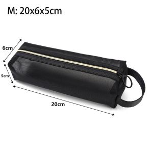 NEXASHOP 1Pcs S/M/L Mesh Toiletry Bag Solid Small Black Makeup Organizer  Zipper Opening Lipstick Storage Pouch Men Women