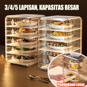 5 Tingkat Tudung Saji Rak Makan Bertingkat Serbaguna Multifungsi Bahan Acrylic Food Organizer BPA Free Pengawetan Panas Efektif Desain Dapat Ditumpuk - Lazada