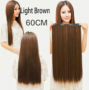 【COD/Spot Goods】 60cm Wig Extensions Long Straight Hair 4Clips on Hair One Pieces Wig Hair Extensions Naturally【Local Stock】 Big Wave Black Brown High Tempreture Synthetic Hair Piece Fashion Girl layered Hair Curly Hair Wig