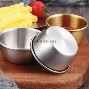 [COD] WEICHENG Nước Sốt ngâm bát 304 thép không gỉ ngâm chén tròn Nước Sốt món ăn 50 60ml Mini tái sử dụng gia vị chén ngâm
