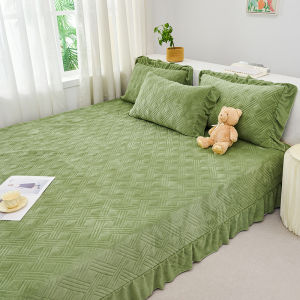 2024 Nắp Giường Nhung Sữa Nắp Kang Lớn Nông Thôn Thảm Trải Giường Chiếu Tatami Chống Trượt Ga Trải Giường Chần Bông Phong Cách Châu Âu