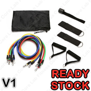 【CoreLab】 11PCS 11PC Elastic Resistance Bands Band Set Gym Kit Stretch Rubber Latex Yoga Fitness Pull Rope Straps Pilates Home Training Exercise Workout