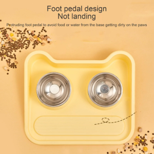 Chống nôn Mèo Ăn Hai khay có tô chó nghiêng Bát xử lý Mat khô cơ bản Bát chó mèo wateringsupplies