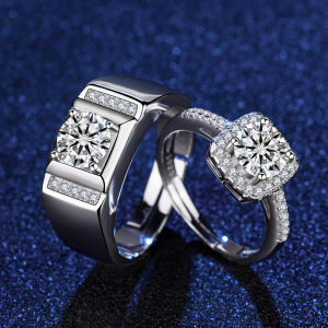 A pair 925 Sterling silver Couple Rings Men Women Eight Hearts and Eight Arrows Brilliant Zircon Promise Wedding Engagement Ring Jewelry