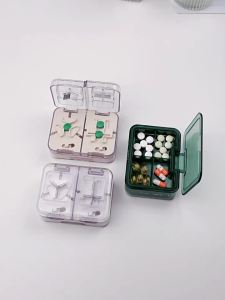 2-in-1 Multifunctional Pill Cutter & Storage Double Layer Tablet Splitter for 1/21/31/4 Portable Sealed Moisture-Proof Pill Container