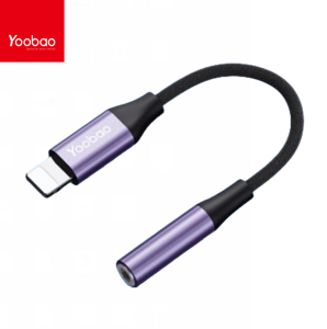 Original YOOBAO Lightning to 3.5mm Audio Adapter Braided Fiber Cable Wire Control Compatible for Lightning Devices