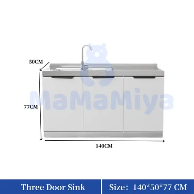 MaMaMiya Kitchen Storage Cabinet Stainless Steel Kitchen Utensil Storage Cabinets Cupboard With Sink Cabinet Lockers