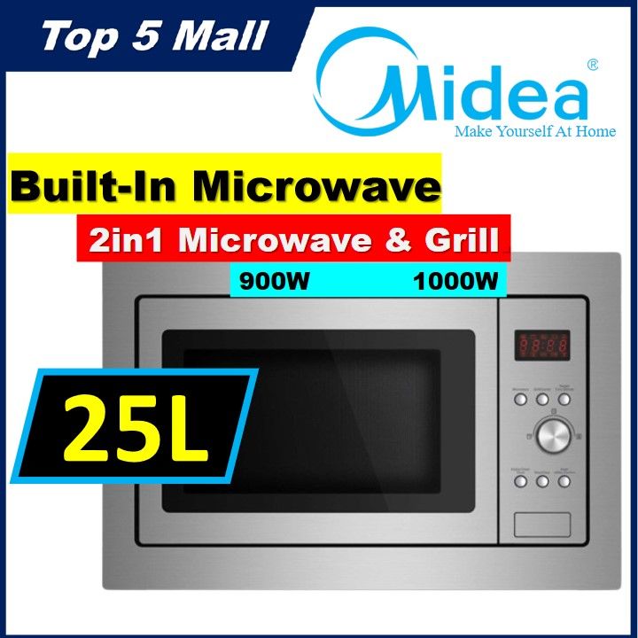 Midea BuiltIn Microwave Oven (25L) (900W 1000W)MBM1925B MBMVE8925