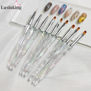 Icy Aurora Translucent Nail Painting Flower Carving UV Gel Extension Liner Drawing Acrylic French Stripe Pen Nail Art Brushes