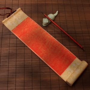 ROBERTA Blank Hanging Scroll Gilded Rice Paper Scroll Self-made Gifts Painting Drawing Paper Calligraphy Mounting Scroll Portable Chinese Style Mini Batik Trumpet Scroll Office Home Decor