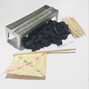 mainan masak sate satean mini/panggangan/arang/tusuk sate/kipas lengkap