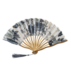 KAKA Flower Silk Folding Fan Chinese Style Classical Handheld Fan Performance with Fan Cover Tassel Folding Fan Home Decoration