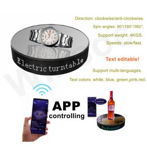 Rotating Display Stand mobilephone APP controlling 20cm 4KG-loadable with LED display broadcast multi-way powering 360 spin Jewelry turntable stand 200AP