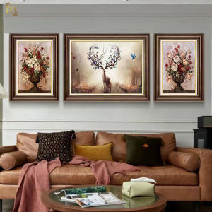 Retro 3-Panel Wall Picture Set Timeless Classic Artwork Crystal Porcelain Print Bedroom Dining Area Decoration