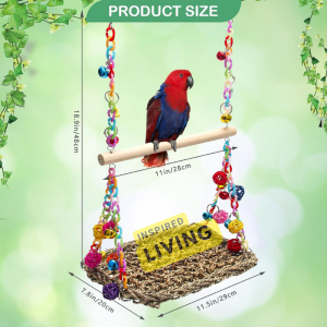 2-in-1 Bird Swing & Chew Net Toy - Versatile Bird Toy for Parrots Lovebirds Cockatiels & Conures | Prevent Boredom & Promote Healthy Beaks