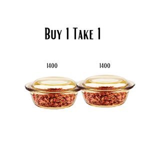 B1T1 Amber Crystal Cooking Pot with Lid Microwave Oven Safe Borosilicate Glass Bowl Vintage Design Dish Bowl For Soups