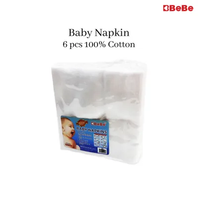 BeBe Baby Napkin Plain 6pcs -100% Cotton