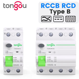 RCD RCCB Type B Earth Leakage Residual Current Circuit Breaker Evse 2P 4P AC 40a 63a 30ma 100ma 300ma 10KA Din Rail 230V TONGOU