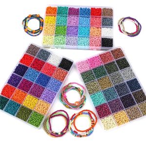 12000Pcs 3mm Charm Czech Seed Glass Beads Kit Set DIY Friendship Bracelet Necklace Solid Color Spacer Beads For Jewelry Making Accessories