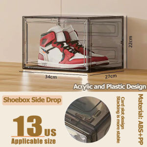 Clear Acrylic Shoe Box Organizer with Magnetic Door Dustproof Stackable Space Saving Storage Shoe Box Large Space Sneaker Container Shoe Rack Hard Plastic shoe organisers