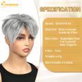 QUEENTAS Short Hair Topper for Women with Thinning Hair Daily Wear 360 ° 3D Cover Up 6.5"*6" Fluffy Hair Pieces with Bangs(Grey to Silver). 