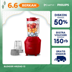Blender Philips Plastik 1 Liter - 3000 series HR2042/13 - Blender Jus - Blender Juicer- Blender Terbaik - Blender Serbaguna - Dry Mill - Merah