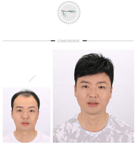 3 Size Men Real Hair Wig Human Natural Style Hair Extension Pad Black Wig Hair