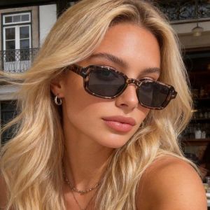 Leopard Patterned Square Sunglasses Retro Sun Protection UV Protection Mens Sunglasses Outdoor Travel Driving Glasses