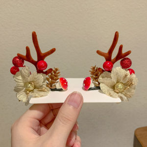 Christmas Headwear Hair Clip Children Hair Card Decoration 2025 New Style Female Mori Style Antler Hair Accessories Festival Photo Shoot