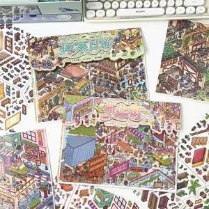 3D Miniature Scene Stickers - vintage-inspired style 3D layered look - layered decorative stickers - for journaling scrapbooking and DIY collage - creative DIY supply - easy to organise and