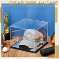 Barydat Clear Hat Display Case Acrylic Baseball Hat Display with Stainless Steel Risers Baseball Holder Stand Dustproof UV Protection Cabinet for Memorabilia Display. 