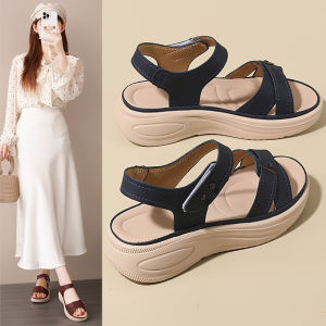 [Free Shipping] WomenS Wedge Sandals Lightweight And Casual New Style Versatile Thick-Soled Platform Shoes Single-Strap Roman Sandals