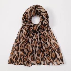 Voile Scarf Tudung Printed Shawl Cotton Leopard Snake Tiger Printed Long Wide Scarves Ironless