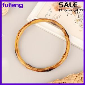 fufeng 1Pc Bamboo Purse Handle Frame Hanger DIY Bamboo O Bag Handle Bag Straps Replacement Bamboo Handles Handcraft Wooden Rings