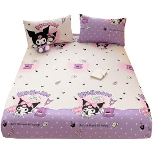 Alls Wonderland Cinnamoroll Bedsheet Cute Sanrio Fitted Bedsheet 100% Cotton Soft 800TC Bedsheet Single Queen King Size