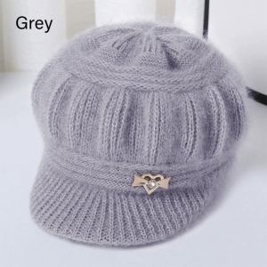 Womens Retro Knitted Hat Winter Warm Running Camping Walking Fashion Ski Hat with Sunshade Breathable Casual Fashion Accessory