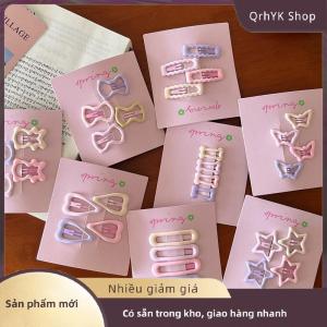 Hàng có sẵn✨ 4 cái bộ màu hồng đơn giản trái tim sao tóc clip cho cô gái dễ thương kẹp tóc barrettes phụ kiện thời trang Quà Tặng