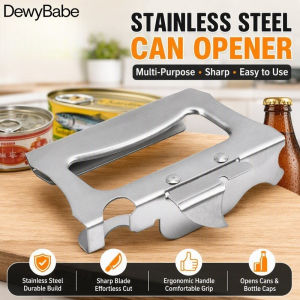 DewyBabe Stainless Steel Manual Can Opener with Bottle Opener Sharp Blade Ergonomic Handle for Kitchen