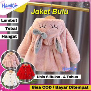 Jaket Bulu Bayi Anak Perempuan Import Model Kelinci Baby - Ukuran 0-4 Tahun - Hangat dan Nyaman - Dengan Hoodie dan Tas - Tidak Rontok (IMPORT)
