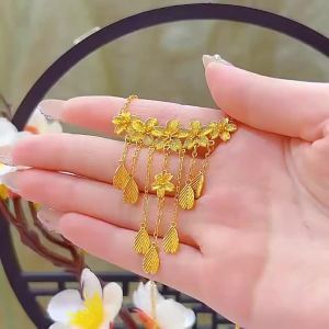 Traditional Lotus Spacer Bead with Through Holes for Sweater Cord Jewelry Accessory Leaf Necklace Sand Gold Necklace